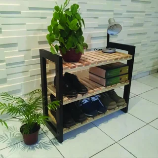 جاکفشی چوبی سه طبقه مسترکلاغ – نظمدهنده شیک برای ورودی منزل